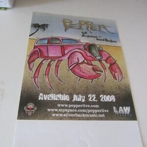 Pepper Rock Reggae Band Promo Poster 2008 Pink Crab Car Law Records Rare